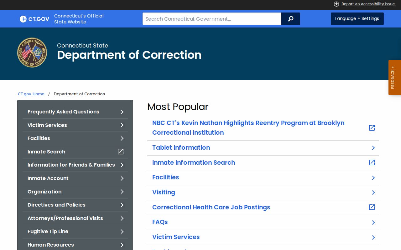 Tolland County arrest custody route through Connecticut DOC
