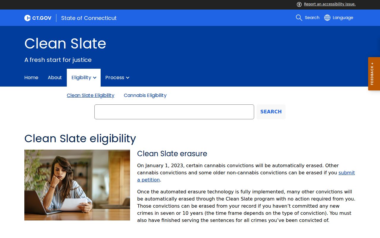 Tolland County arrest record erasure eligibility and exclusions