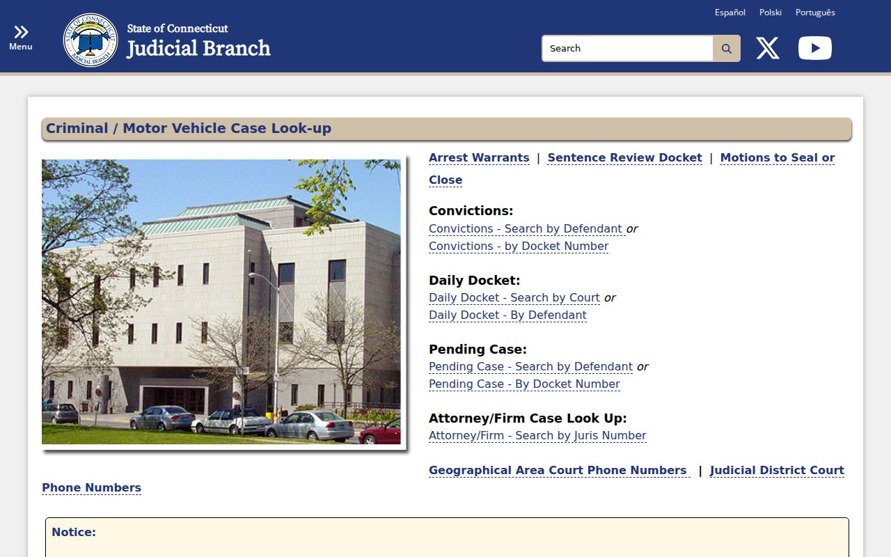 Tolland County criminal history free Judicial Branch search