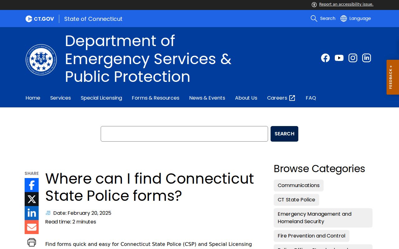 Tolland County criminal record State Police forms index