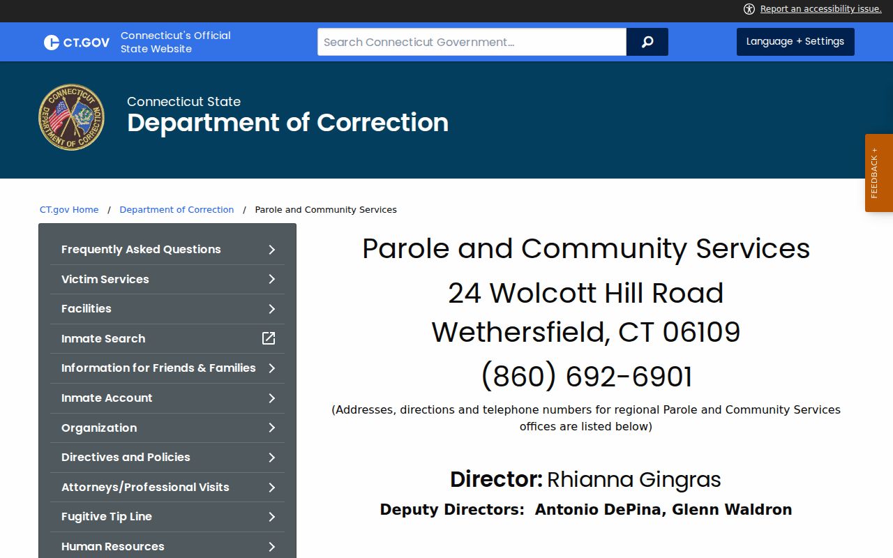 Tolland County sex offender search parole supervision office structure
